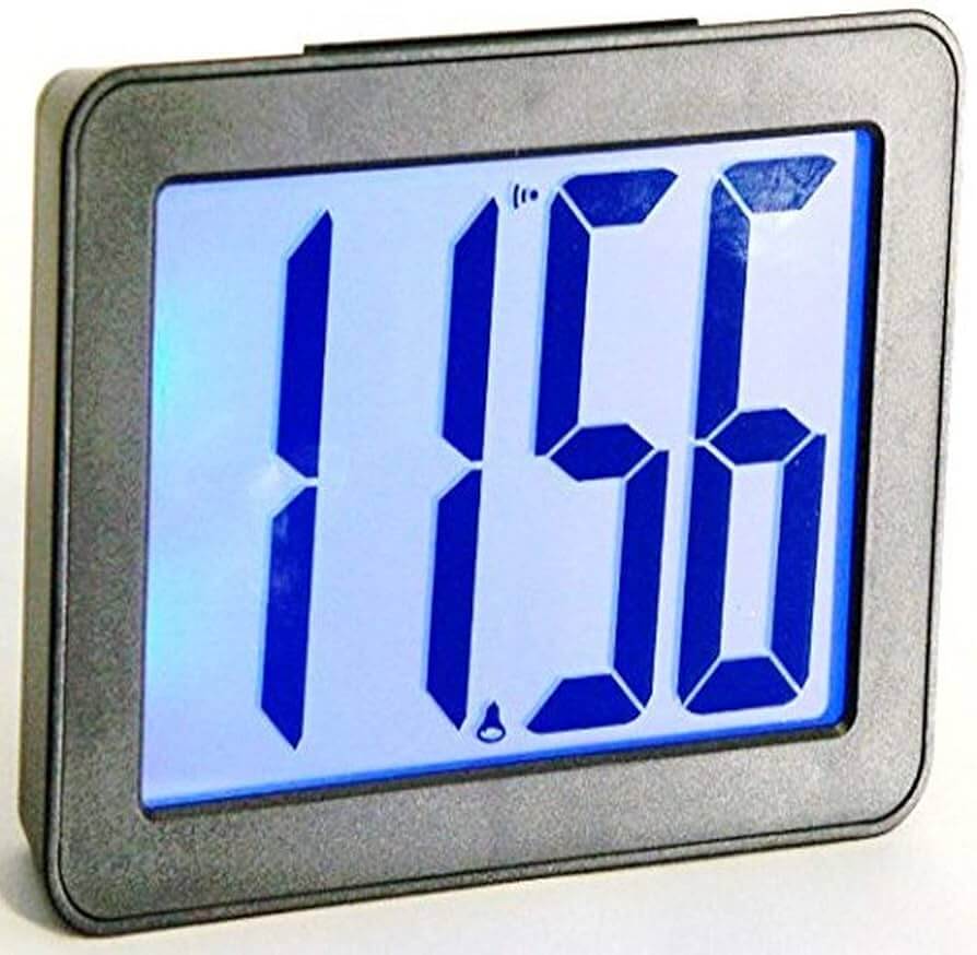 Large Alarm Clock with 2.5" LCD Number displaying time in bold blue digits.