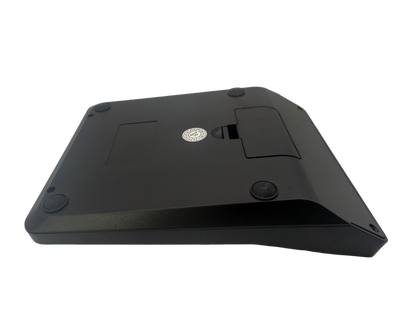 Black electronic device on a white background