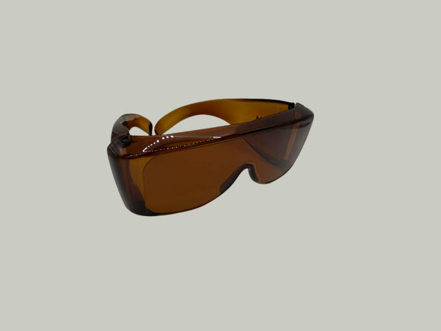Noir Amber U-40 amber sun glasses for low vision with side shields and universal fit.