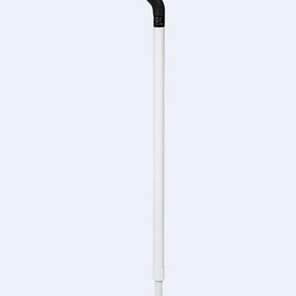 Adjustable support cane with modern handle design, made of aluminum and plastic for durability and easy height adjustment.