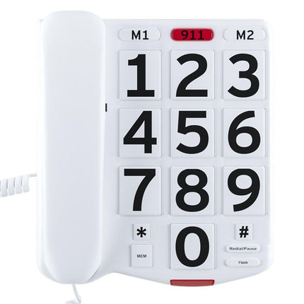 Big button telephone with speed dial featuring large, easy-to-press buttons and emergency key.