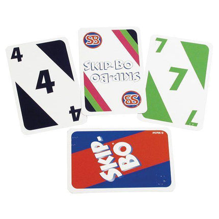 Brailled Skip-Bo Card Game cards showing numbers 4 and 7, perfect for ages 7 and up, ideal for 2-6 players.