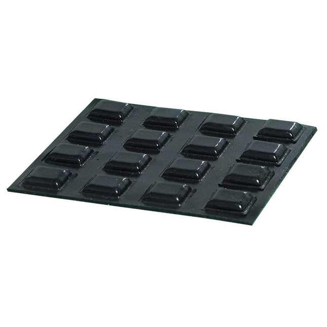 Black square bump dots on a sheet, featuring 25 self-adhesive tactile bump dots for low vision use.