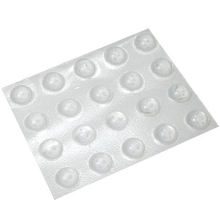 Clear medium rounded bump dots on adhesive sheet, perfect for tactile identification of items.