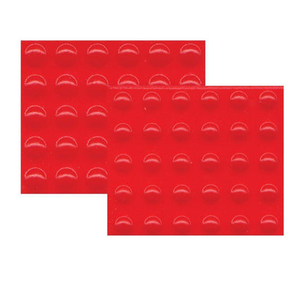 Mixed bump dots for low vision in orange-red, small and medium, pack of 60 for easy identification on surfaces.
