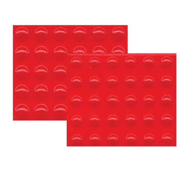 Mixed bump dots for low vision in orange-red, small and medium, pack of 60 for easy identification on surfaces.