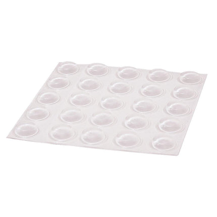Clear bump dots for low vision, 20 self-adhesive round bump dots on a sheet, ideal for everyday items.