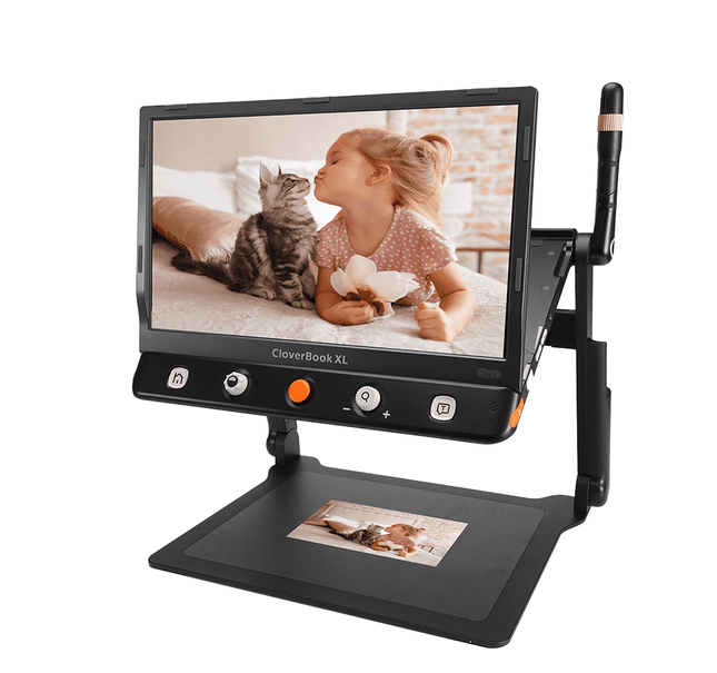 CloverBook Pro XL 16 inch video magnifier with distance viewing and OCR for enhanced visual assistance.