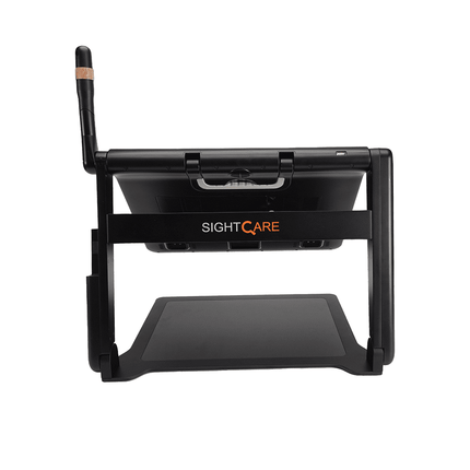 Portable video magnifier with distance viewing, showcasing the back view of the SightCare device.