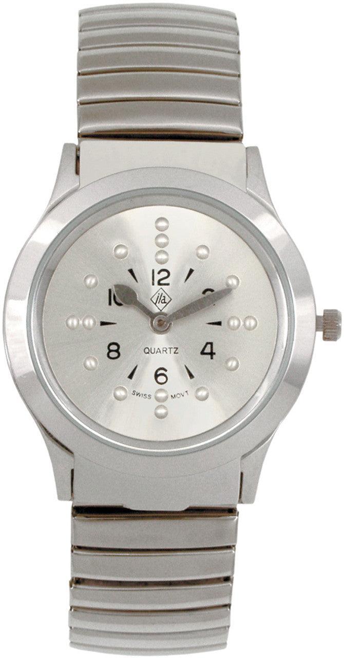 Everyday Silver Braille Watch with Expansion Band - The Low Vision Store