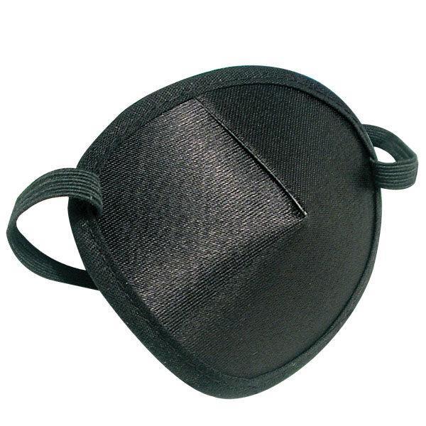 Comfortable eye patch for adults with elastic headband for secure fit and soft material.