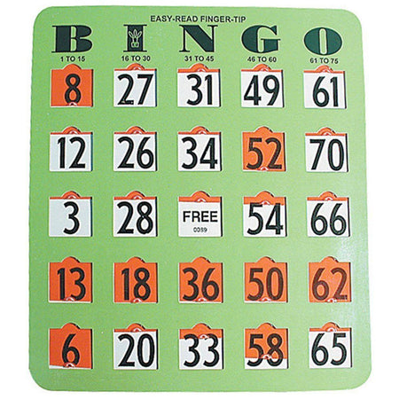 Finger Tip Bingo Card Green - The Low Vision Store