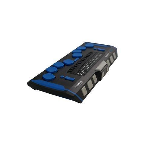 Focus 14 Blue Braille Display showing rugged design with blue buttons and Braille cells.