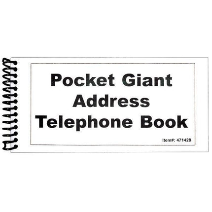 Pocket Giant address and telephone book with bold large print for easy reading and writing.