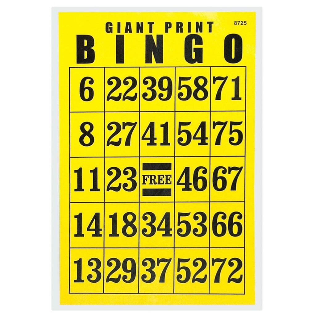 Giant Print Laminated Bingo Card - The Low Vision Store