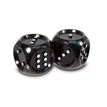 Giant tactile board game dice, black with white dots, set of 2, perfect for accessible board games.