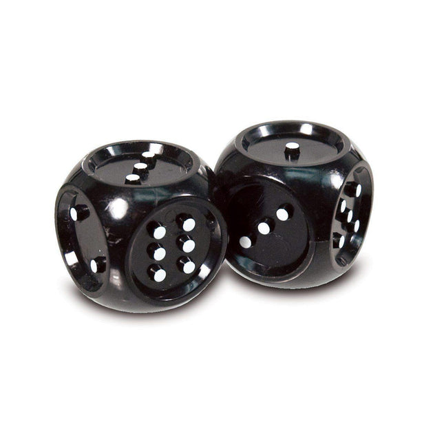 Giant tactile board game dice, black with white dots, set of 2, perfect for accessible board games.