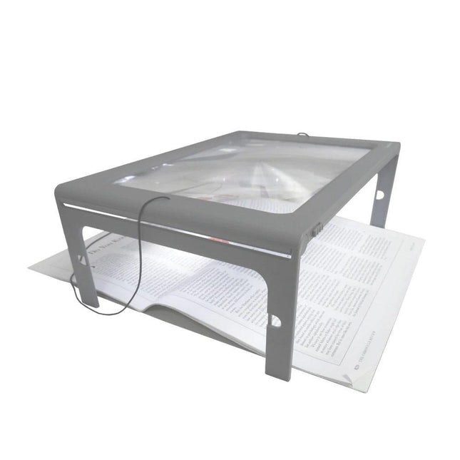 Hands Free 3X Full Page Magnifier for low vision with built-in LEDs, perfect for hands-free reading and magnification.