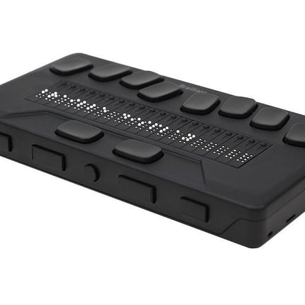 Humanware Brailliant BI 20X braille display showing 20 cells and control buttons for easy navigation.