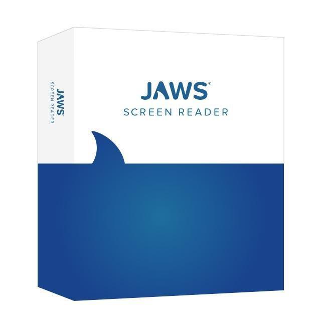 JAWS screen reader for vision loss box cover design showcasing the product packaging.