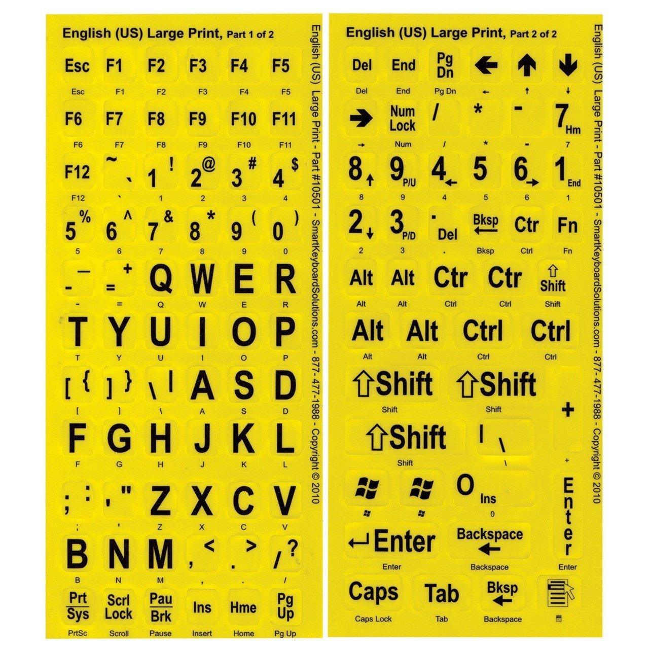KeyBoard Labels Black on Yellow - The Low Vision Store
