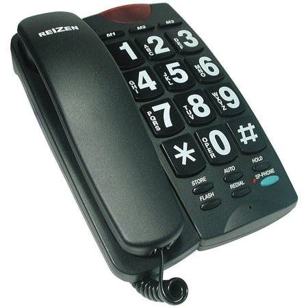 Large Button Phone Black with white numbers - The Low Vision Store