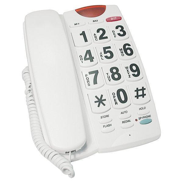 Large Button Phone White with Black Numbers - The Low Vision Store