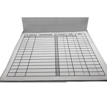 Large Print Check Deposit Register open to show extra-large entries and bold boxes for easy reading.