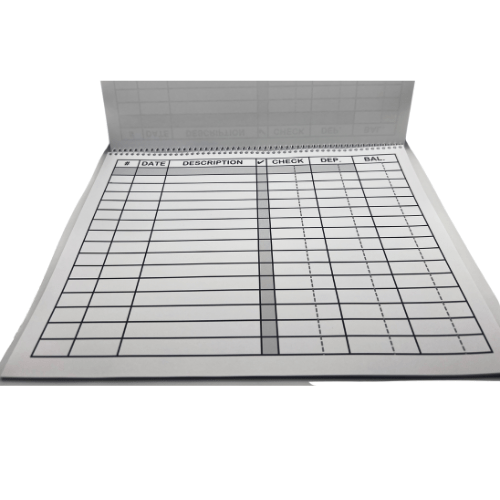 Large Print Check Deposit Register open to show extra-large entries and bold boxes for easy reading.