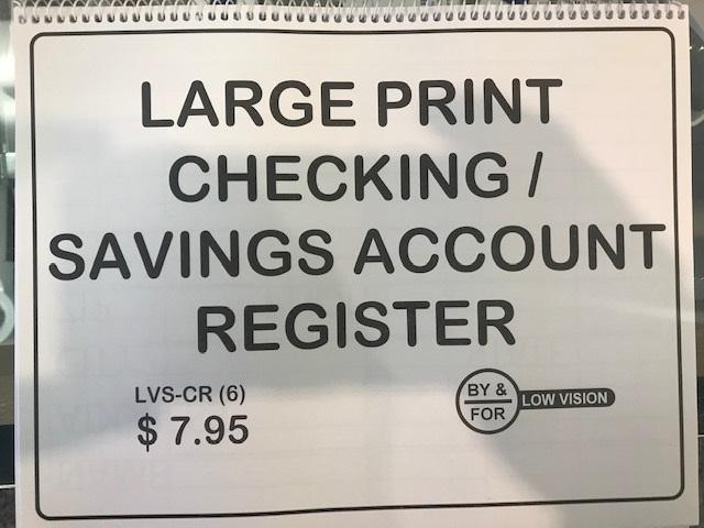 Large Print Check Deposit Register - The Low Vision Store