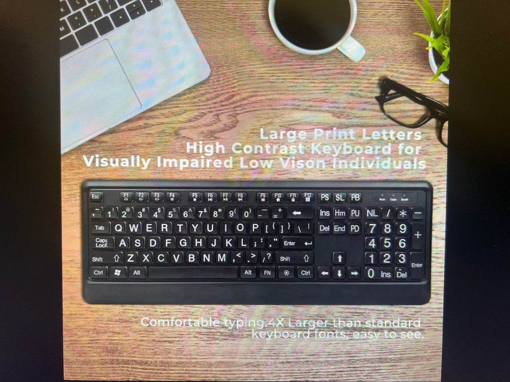 Large text keyboard LED backlight USB wired keyboard. - The Low Vision Store