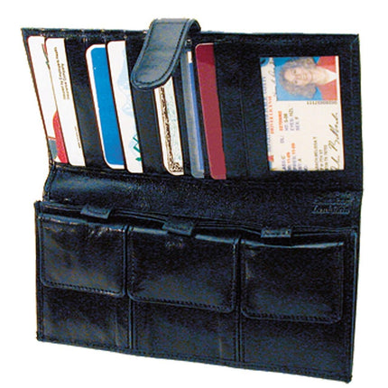soft leather organizer wallet with multiple card slots and coin pockets for easy organization
