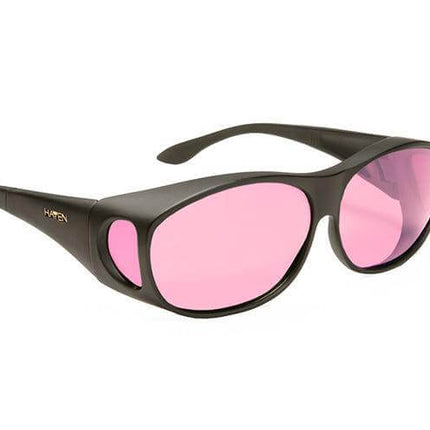 Solar Shield Dark Rose Filter FL-41 rose filter for light sensitivity in stylish sunglasses with bend-to-fit temples.