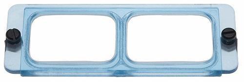 LP 2 Optivisor magnifying lens replacement lens in blue with adjustable knobs.