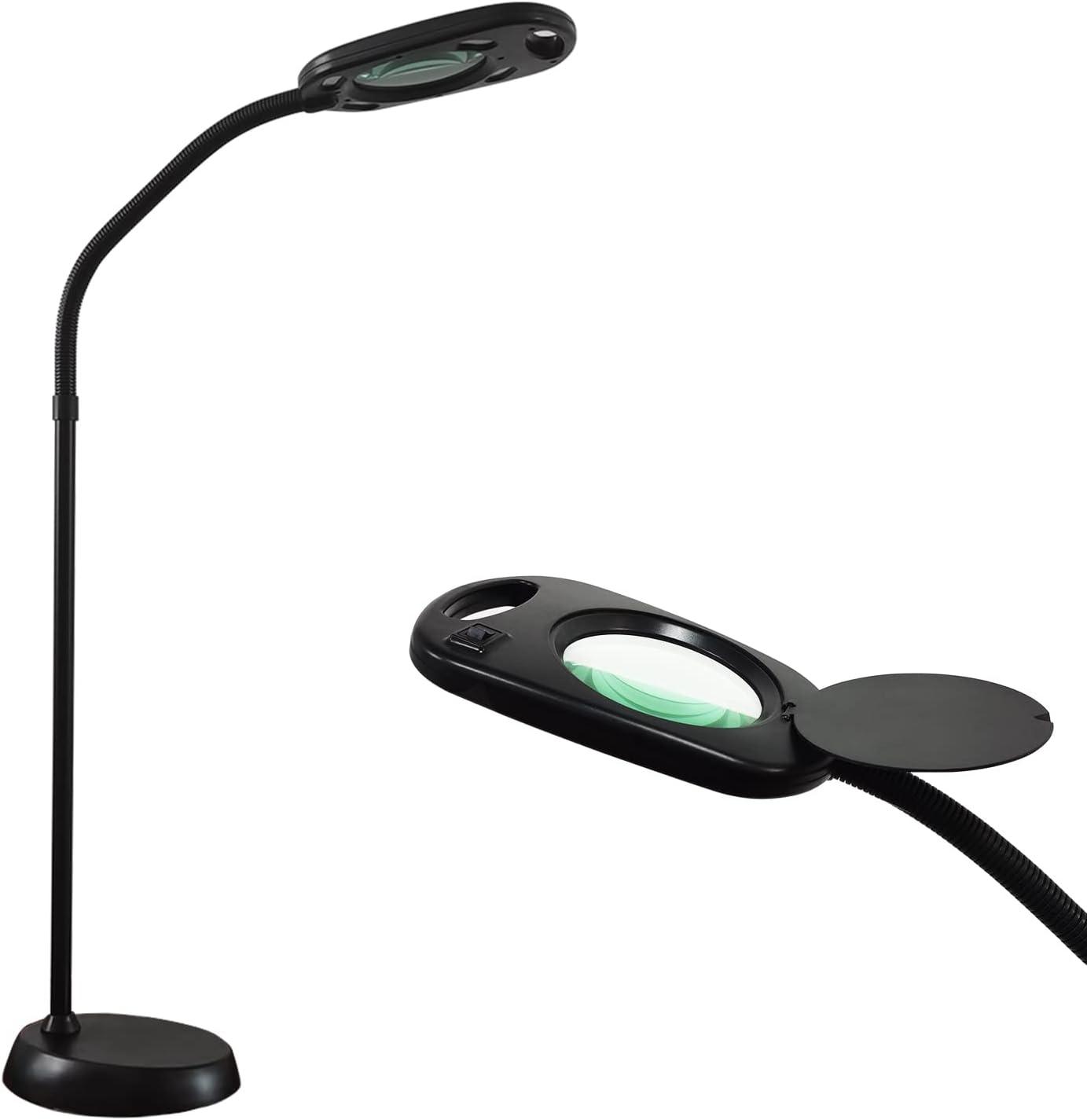Magnifying Floor Lamp 3X and Bright LED Floor Lamp Hand Free with Adjustable Gooseneck - The Low Vision Store