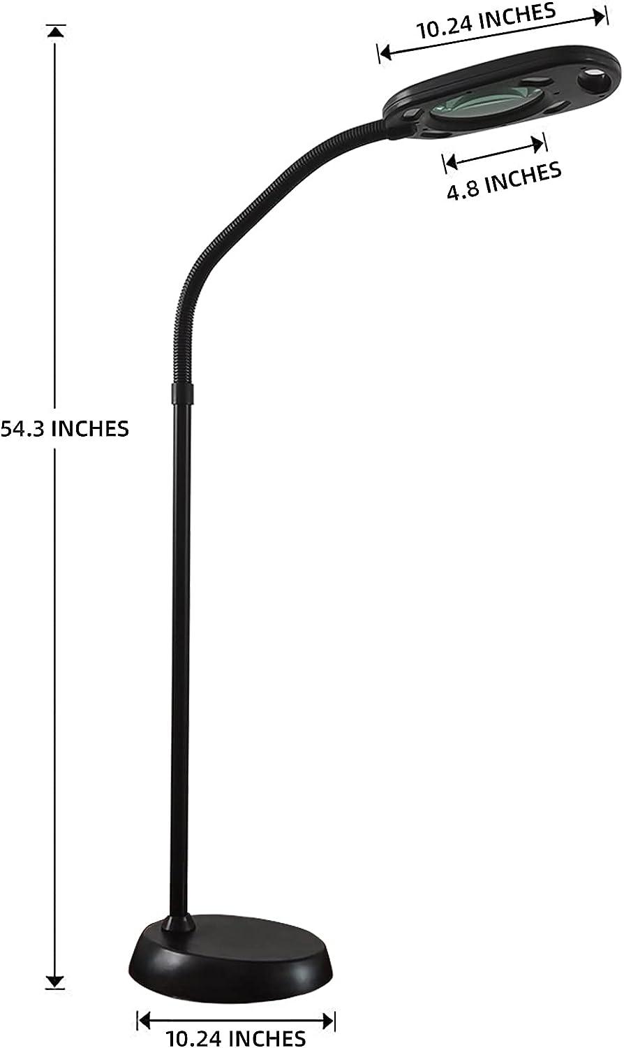 Magnifying Floor Lamp 3X and Bright LED Floor Lamp Hand Free with Adjustable Gooseneck - The Low Vision Store