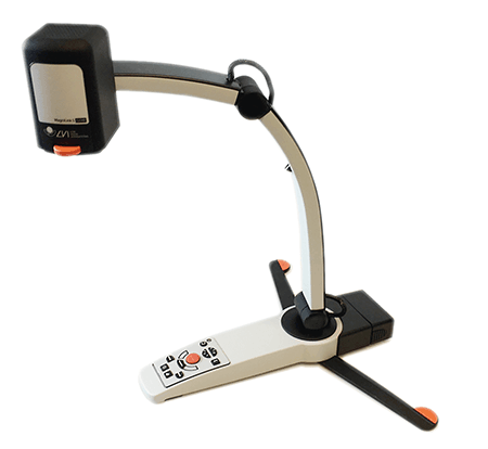 MagniLink Student premium 2 video magnifier for low vision with adjustable arm and control panel.