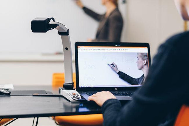 MagniLink Student premium 2 TTS as a video magnifier for low vision in classroom setting.