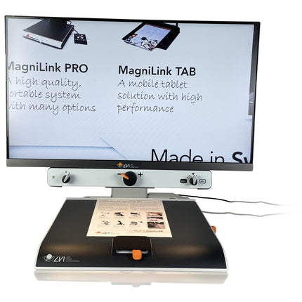 Magnilink Vision HD 24" Video Magnifier for low vision with modern ergonomic design and user-friendly features.
