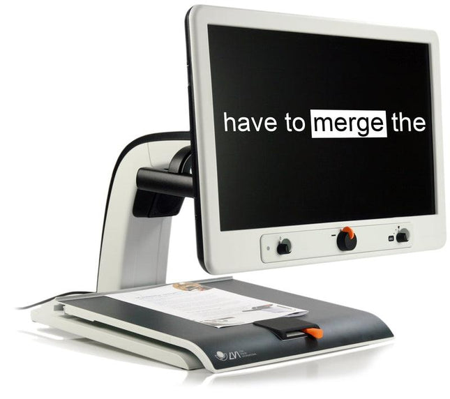 MagniLink Vision TTS text to speech video magnifier displaying text on a screen.