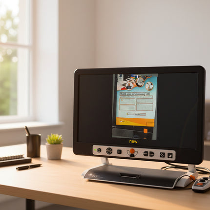 Monitor displaying a software interface on a desk in an office setting