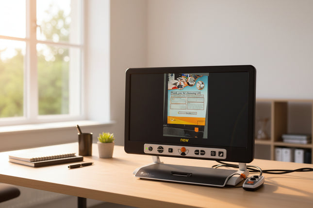 Monitor displaying a software interface on a desk in an office setting