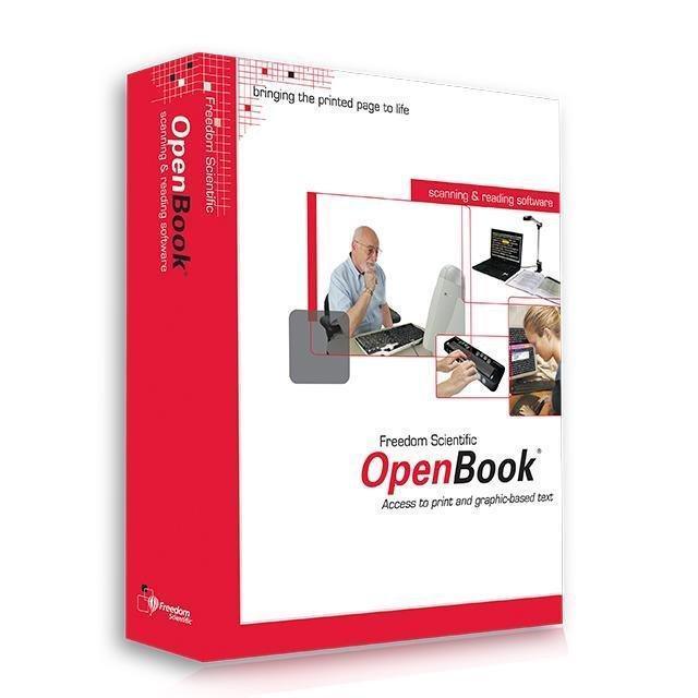 OpenBook software box showcasing optical character recognition software for reading printed texts aloud.