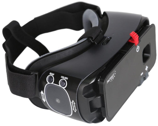 Patriot View Point head worn device for hands-free magnification device, featuring adjustable settings for reading and color.