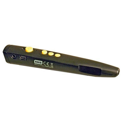 Pen Friend 3 for low vision, featuring tactile buttons and a sleek black design.