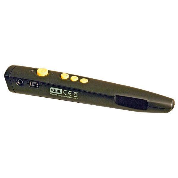 Pen Friend 3 for low vision, featuring tactile buttons and a sleek black design.