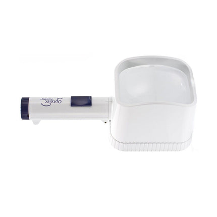 Optelec 3x lighted stand magnifier with bright LED and ergonomic design for enhanced viewing.