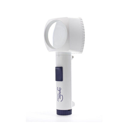Optelec Power Mag 4X lighted stand magnifier with LED, providing clear images and high-contrast lighting.