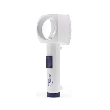 Optelec lighted stand magnifier with bright white LED and ergonomic design for easy use.