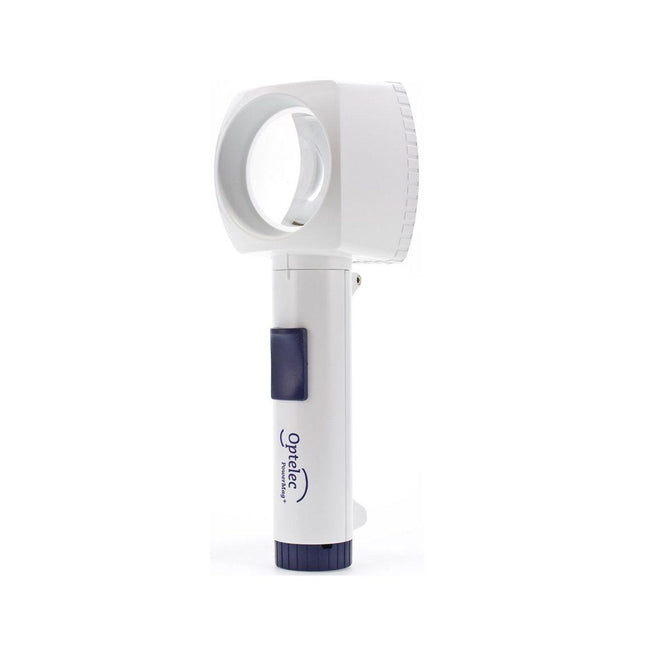 7X lighted stand magnifier with ergonomic design for easy reading and improved focus.